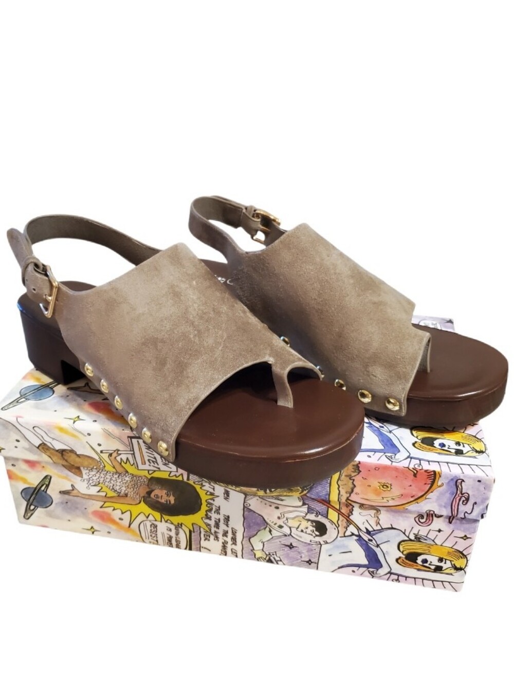 Jefferey Campbell Light Khaki Suede Pipper Slingback Platform Sandals 8.5